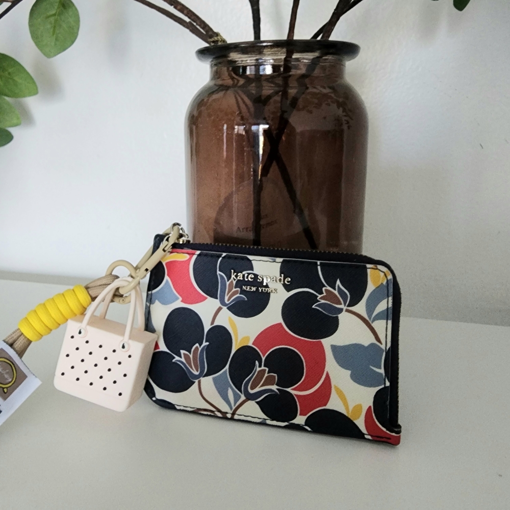 Kate Spade Floral Wallet - Black, Red, Cream